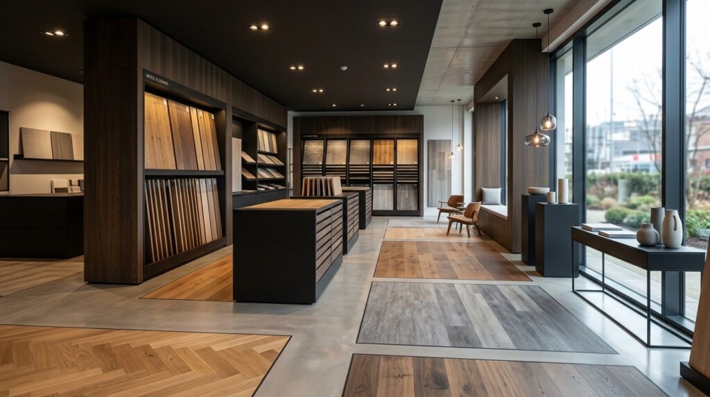 Showroom trưng bày mẫu sàn gỗ và vật liệu lát sàn của Thế Giới Sàn Đẹp